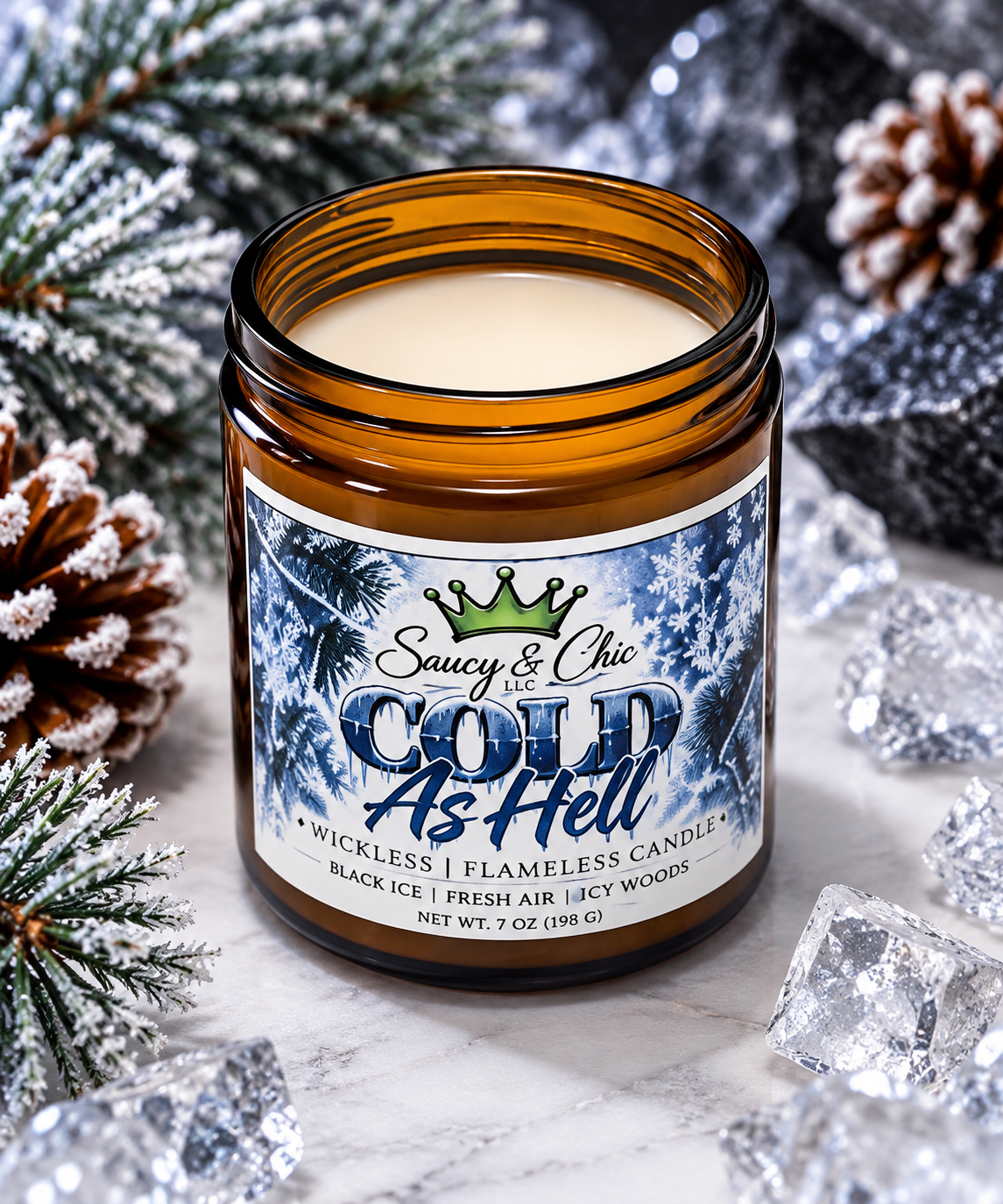 Cold As Hell | Fresh & Woodsy Wickless Candle