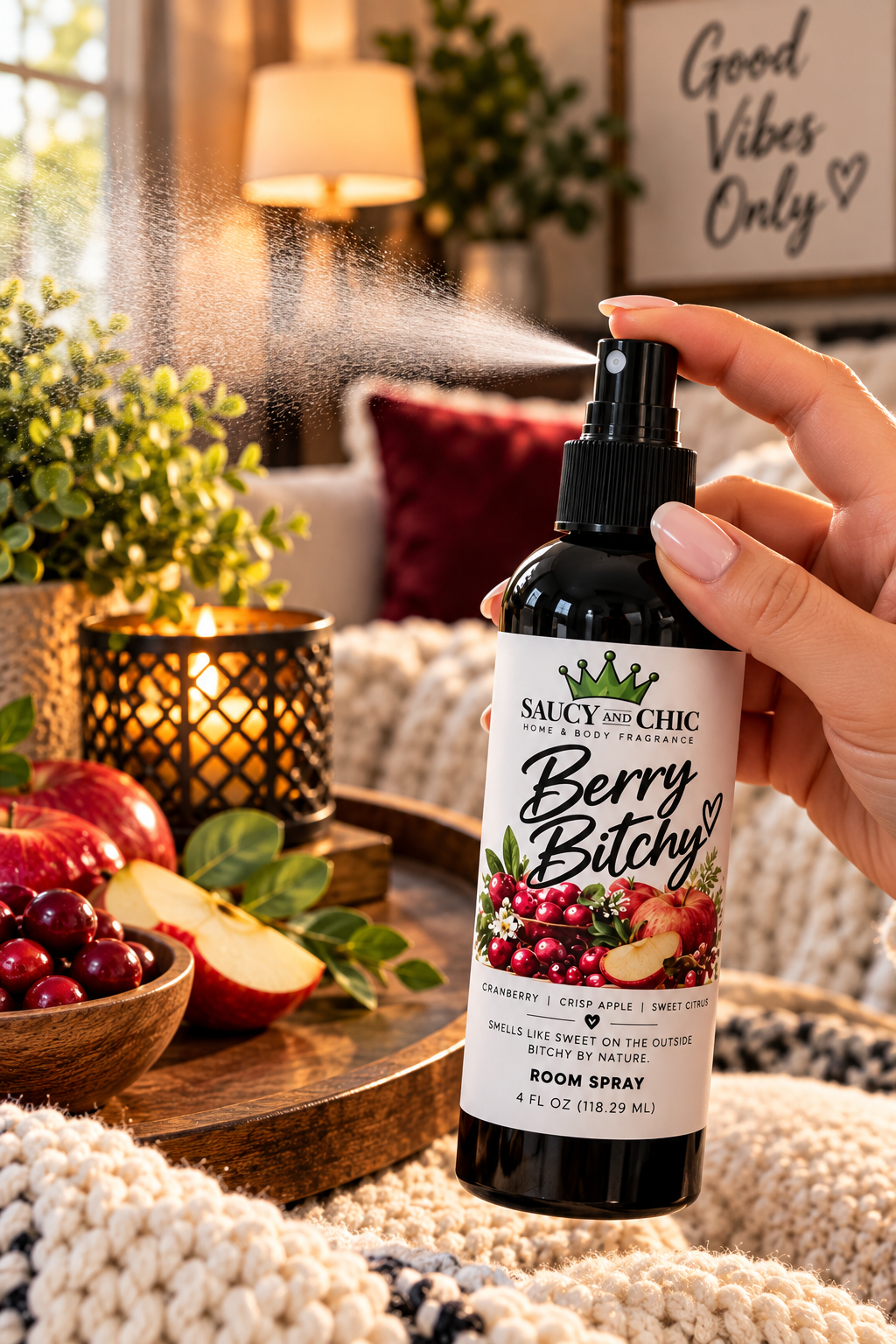 Berry Bitchy Room Spray | Cranberry, Apple & Citrus | 4 oz Fruity Home Fragrance