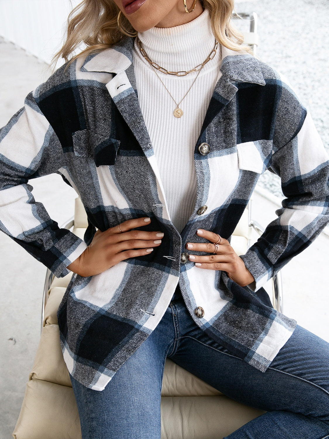 Ivy Lane Plaid Button Up Shacket – Cozy Long Sleeve Fall Layering