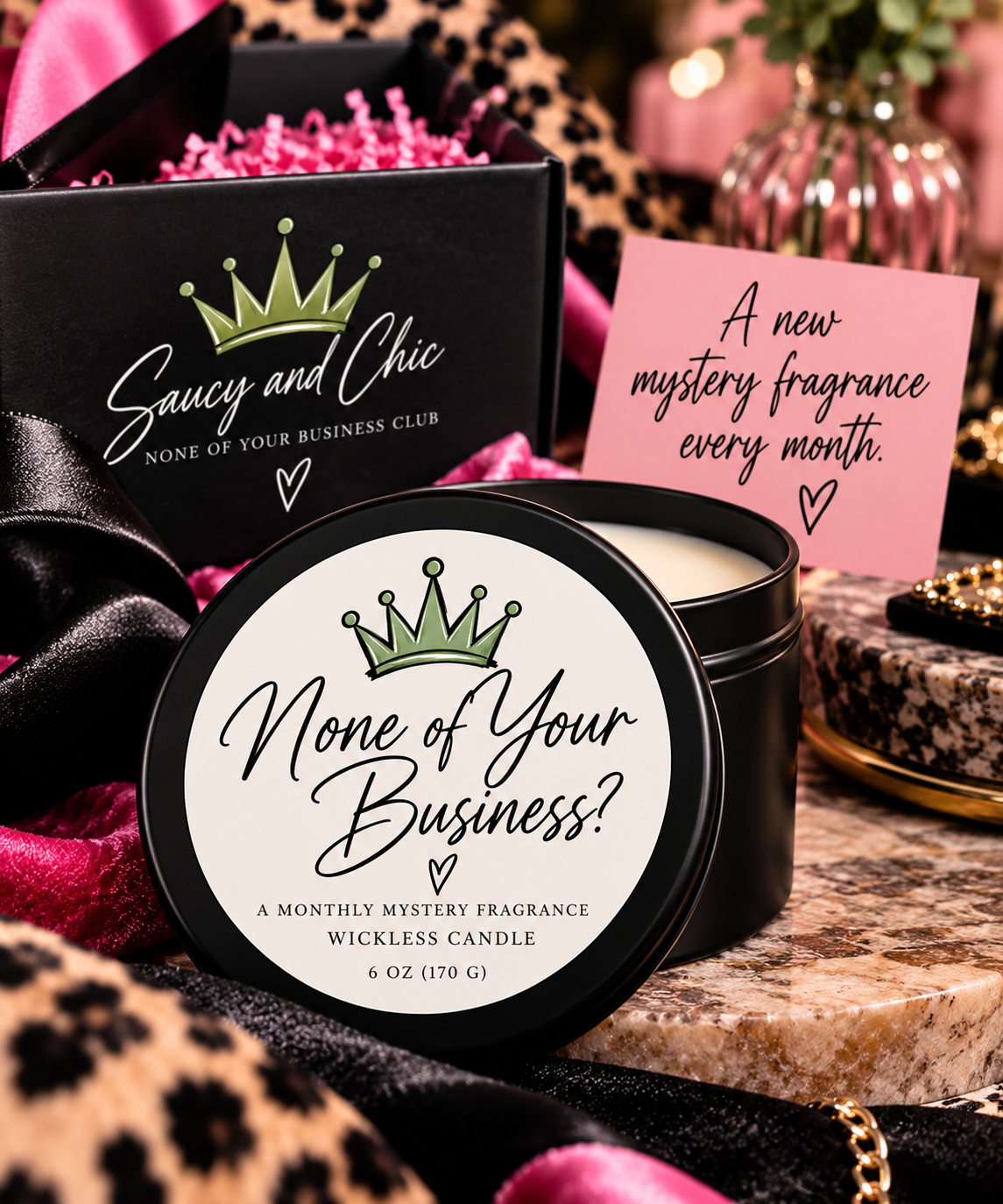 None of Your Business Club | Monthly Mystery Wickless Candle Subscription