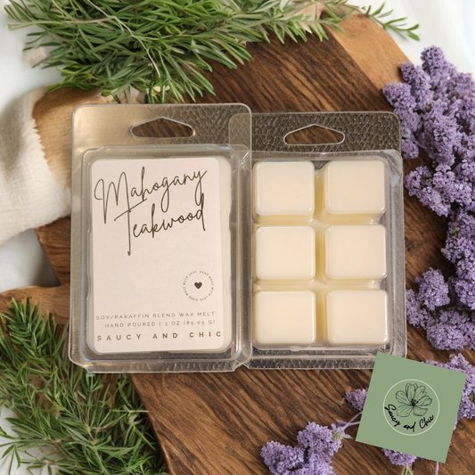 Mahogany Teakwood Wax Melt – Rich, Woodsy Fragrance for a Cozy Ambiance - Saucy and Chic