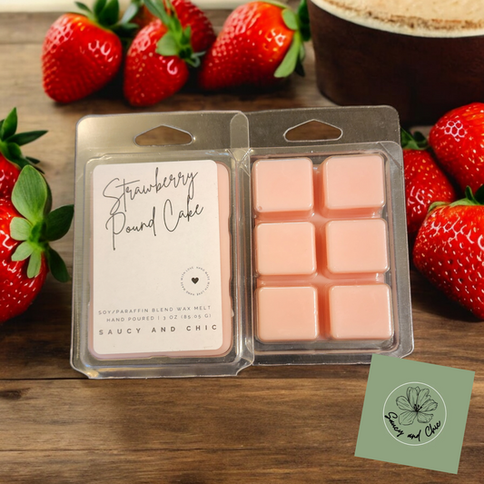 Strawberry Pound Cake Wax Melt - Sweet & Fruity Scented Wax Cubes for a Cozy Home - Saucy and Chic