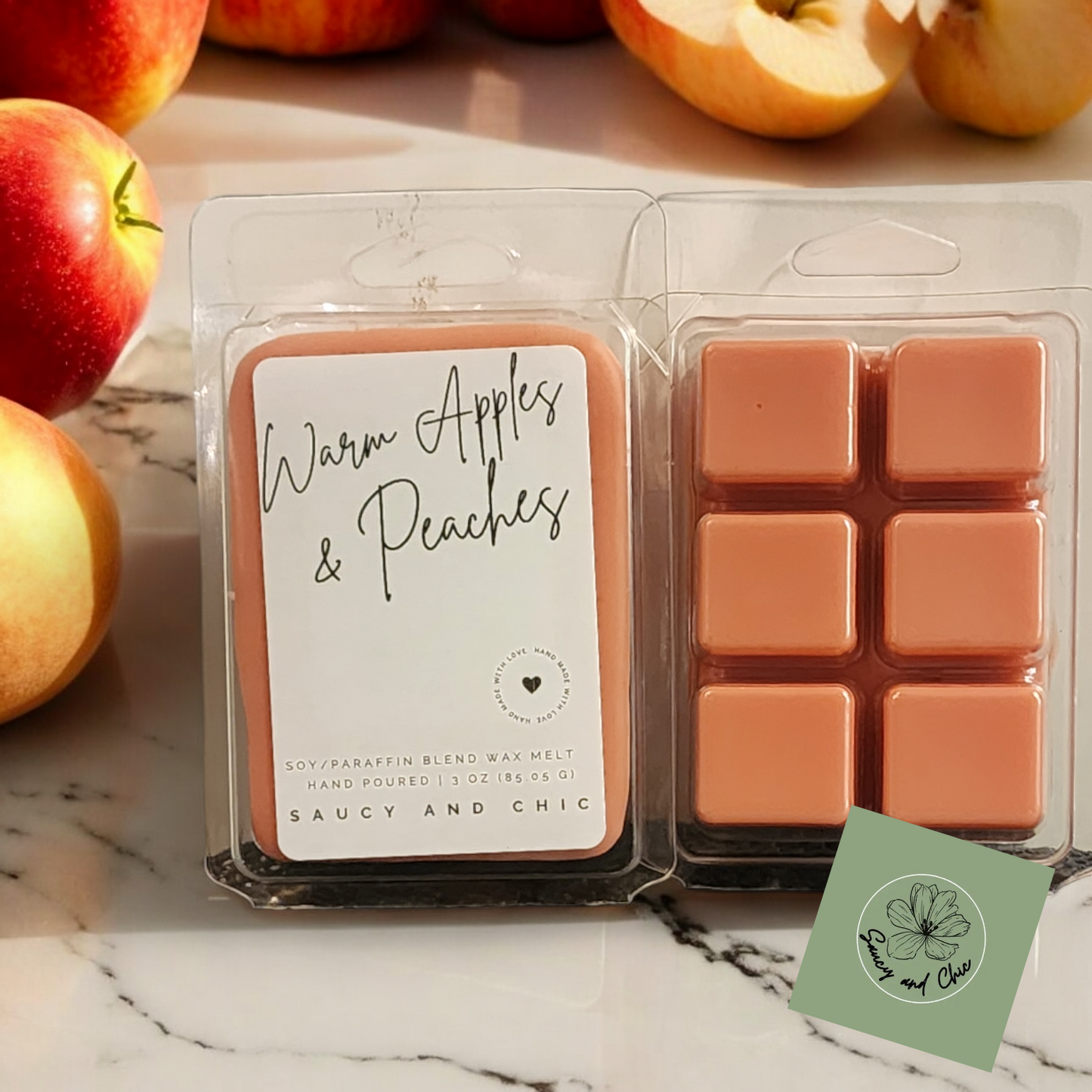 Warm apples and peaches wax melt - Saucy and Chic