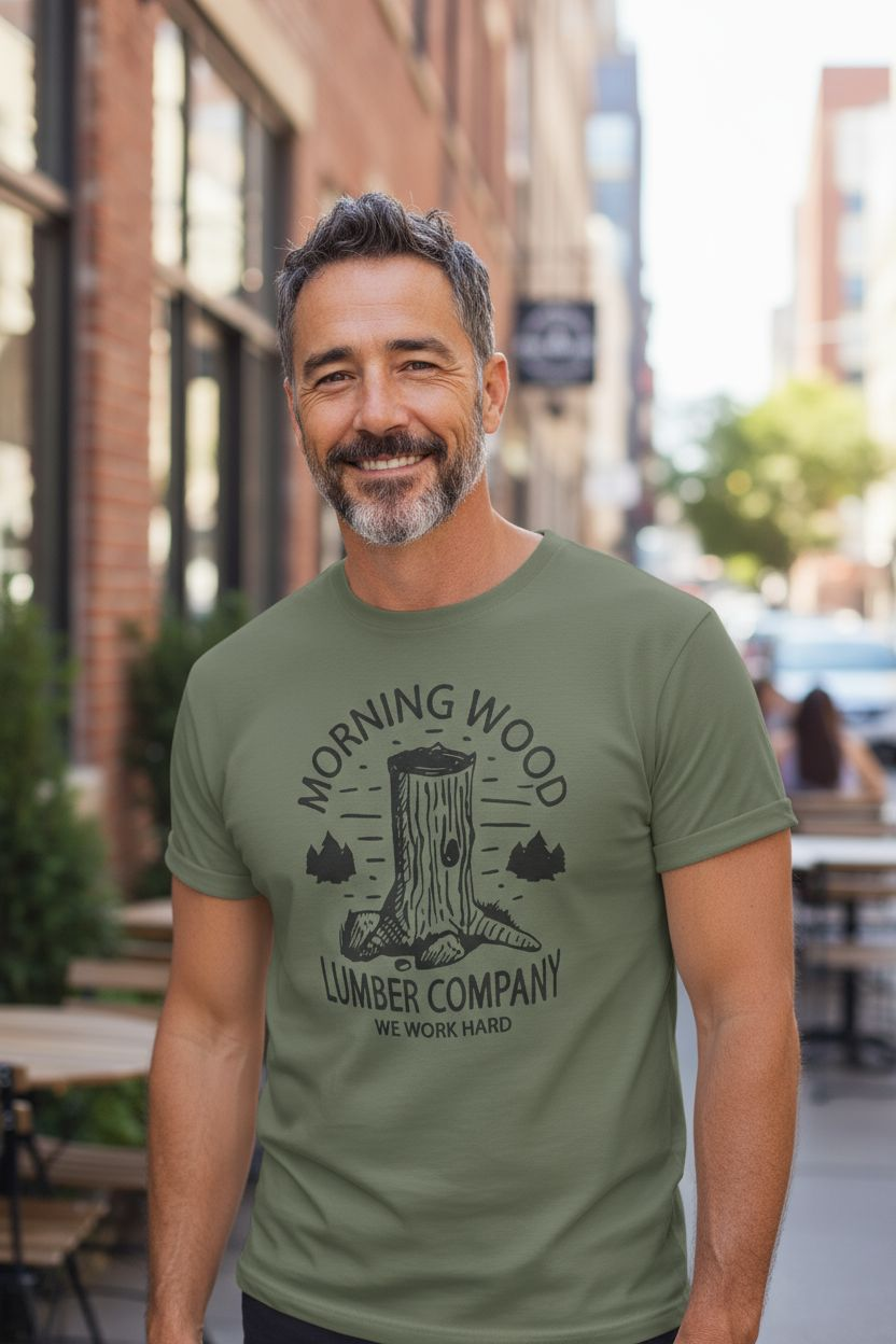 Morning Wood Lumber Company T-Shirt - Humorous Graphic Tee - Saucy and Chic