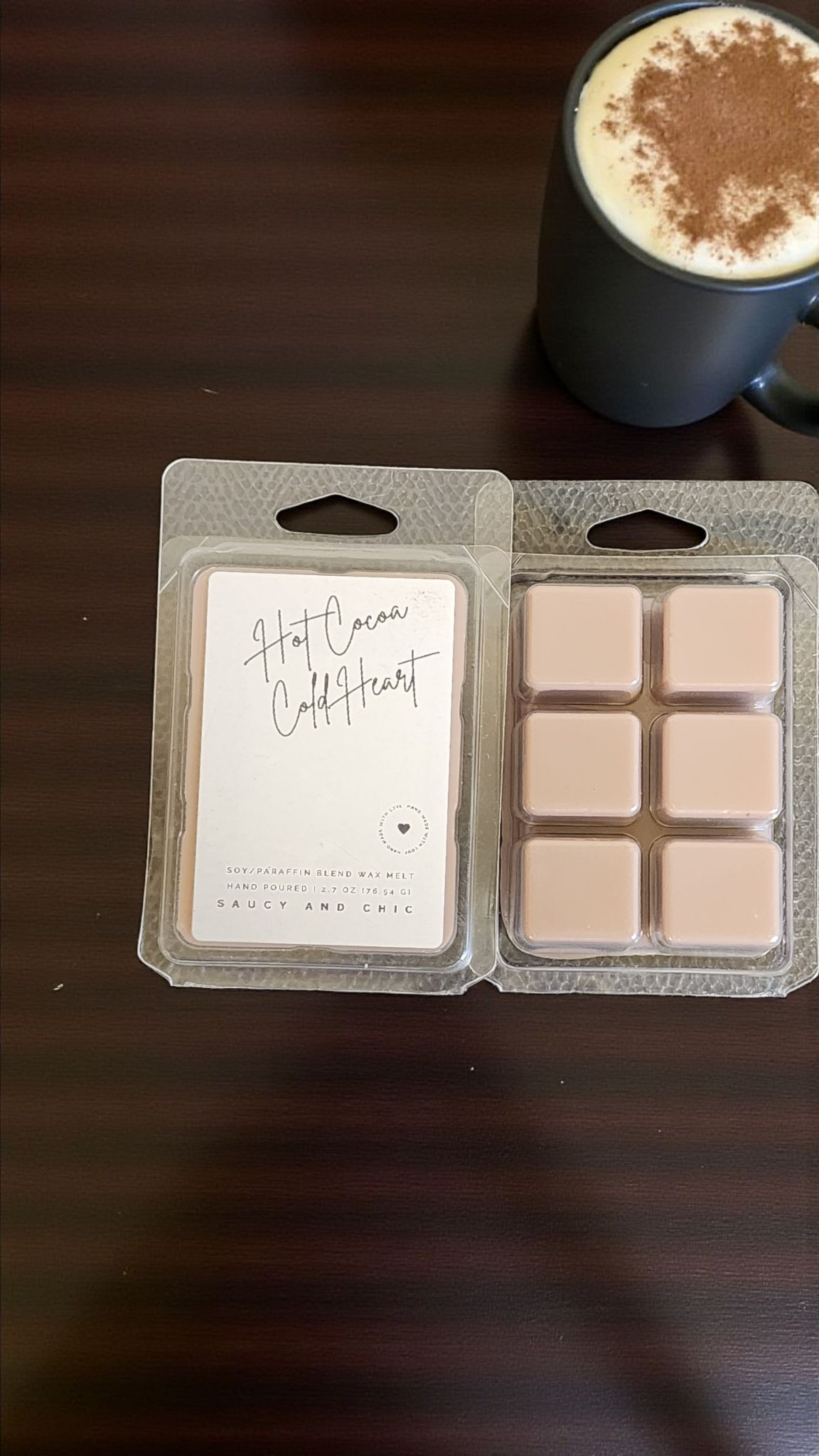 Hot Cocoa & Cold Heart Wax Melt – Rich Chocolate Dessert Scent • Cozy Winter Fragrance • Long-Lasting Wax Melt