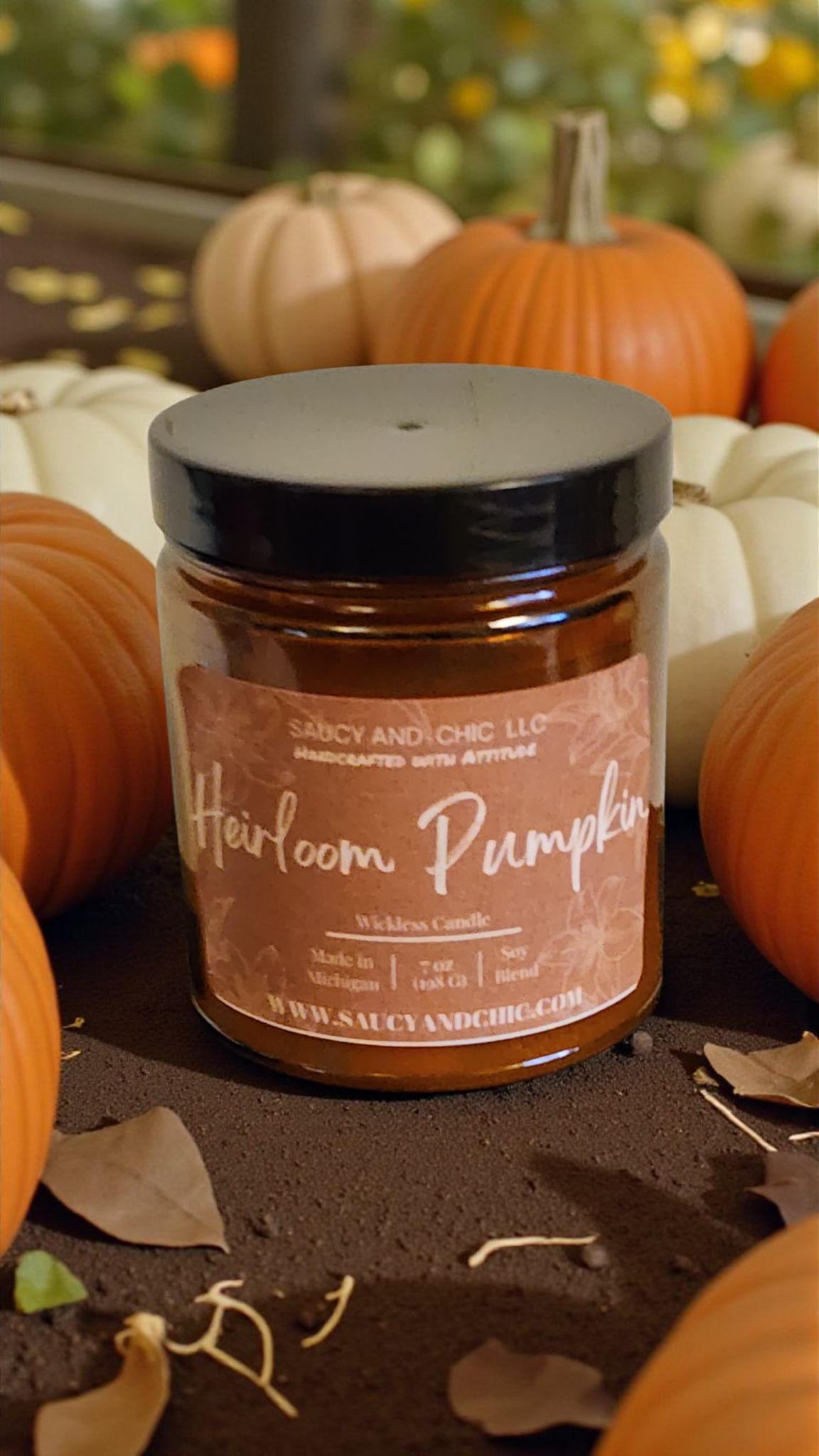 Heirloom Pumpkin Wickless Candle | Warm Spiced Pumpkin & Cozy Autumn Aroma | Saucy & Chic