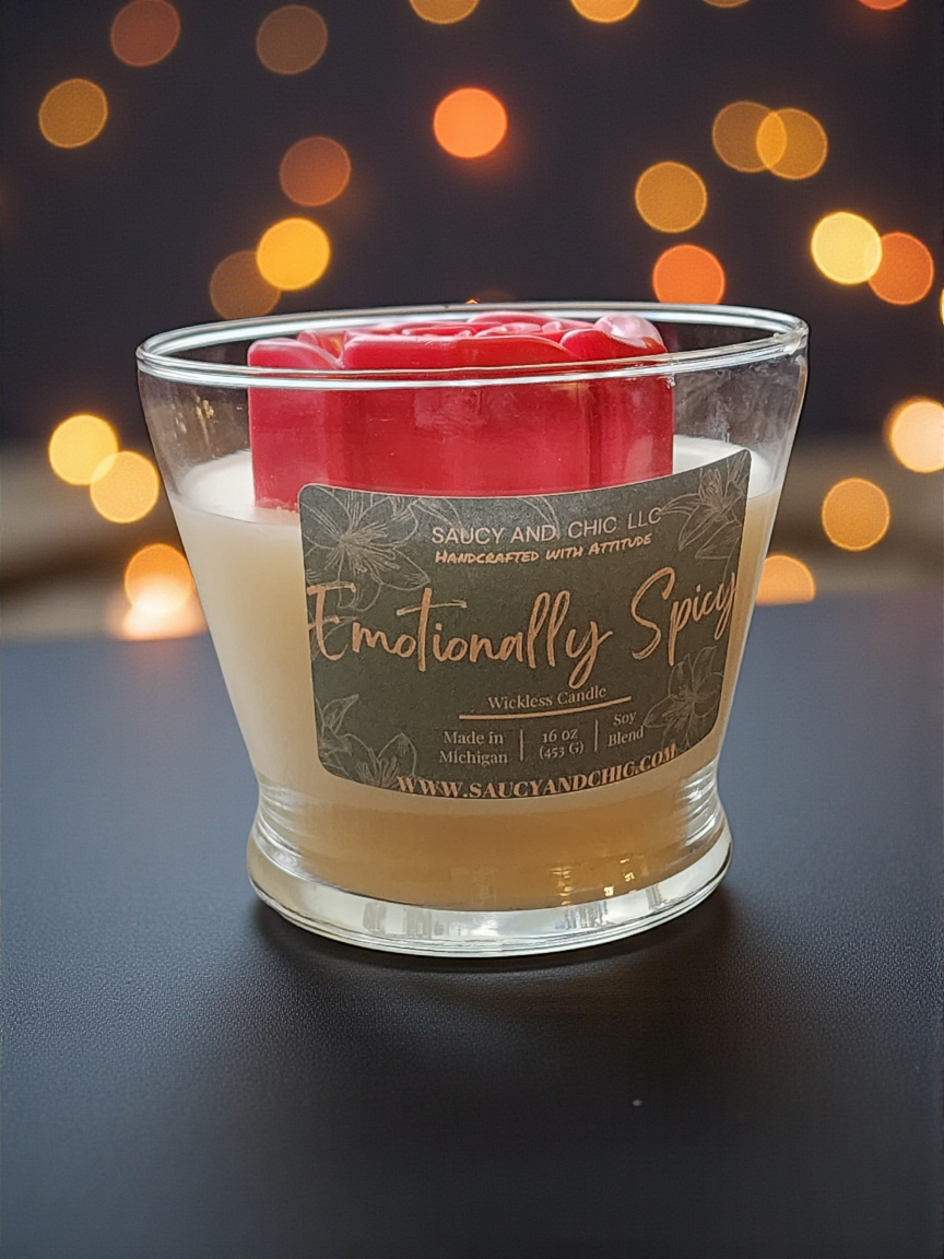 Emotionally Spicy – Bold 16 oz Wickless Candle for Sassy Self-Care & Mood-Boosting Vibes