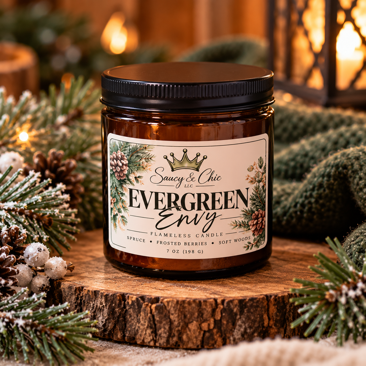 Evergreen Envy Wickless Candle – Fresh & Earthy Home Fragrance