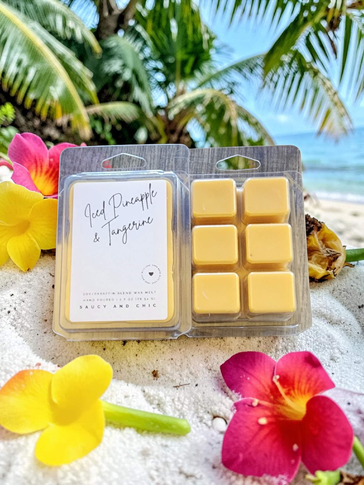 Iced Pineapple & Tangerine Wax Melt – Sweet Citrus Tropical Scent, Summer Wax Melts, Fresh Fruity Home Fragrance