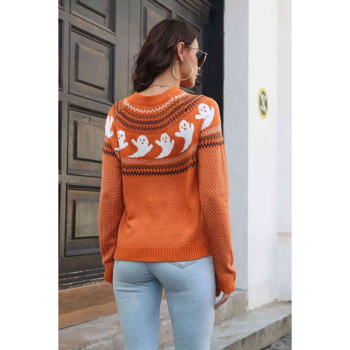 Ribbed Round Neck Long Sleeve Pullover Sweater - Saucy and Chic