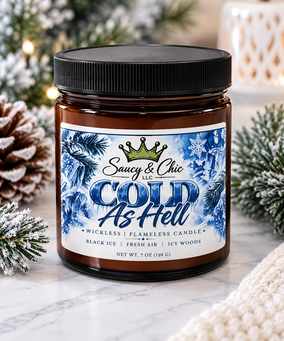 Cold As Hell | Fresh & Woodsy Wickless Candle