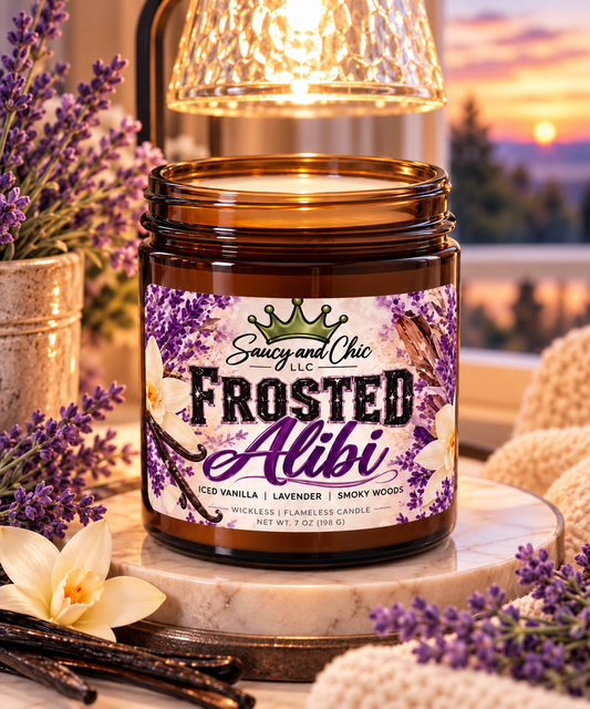 Frosted Alibi Wickless Candle for Candle Warmer– Iced Vanilla Woods