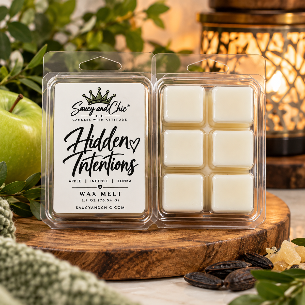 Hidden Intentions Wax Melts | Apple, Incense & Tonka | Saucy and Chic