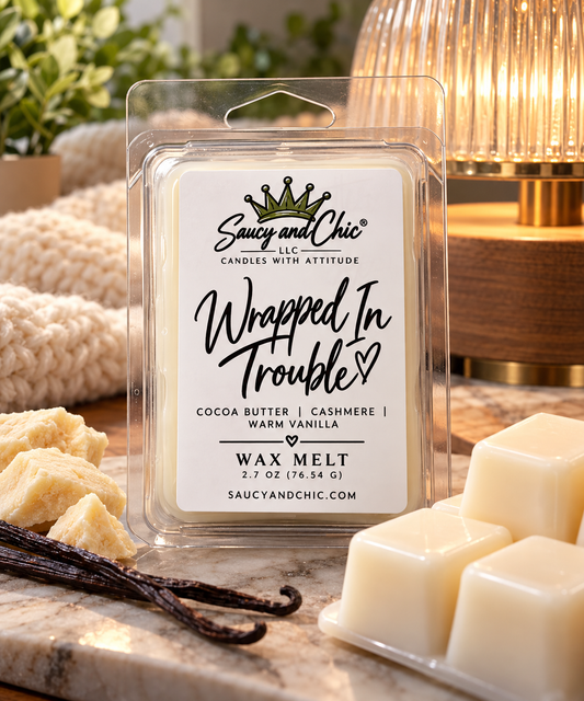 Wrapped in Trouble Wax Melts | Cocoa Butter & Cashmere | Saucy and Chic - Saucy and Chic 