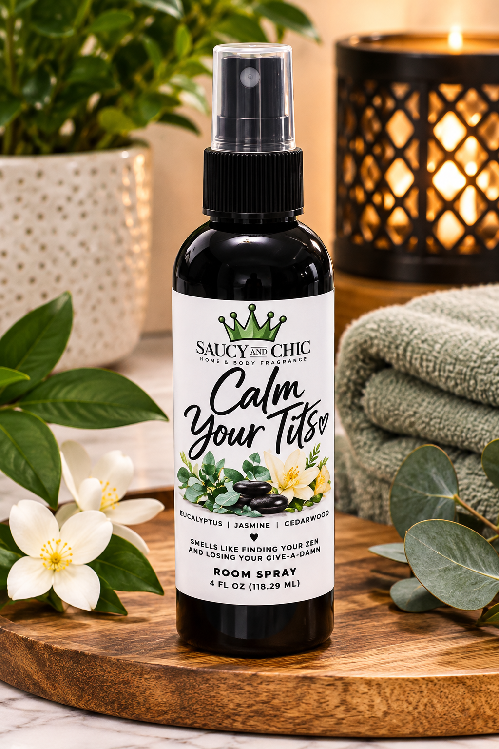 Calm Your Tits Room Spray | Eucalyptus, Jasmine & Cedarwood | 4 oz Spa-Inspired Home Fragrance