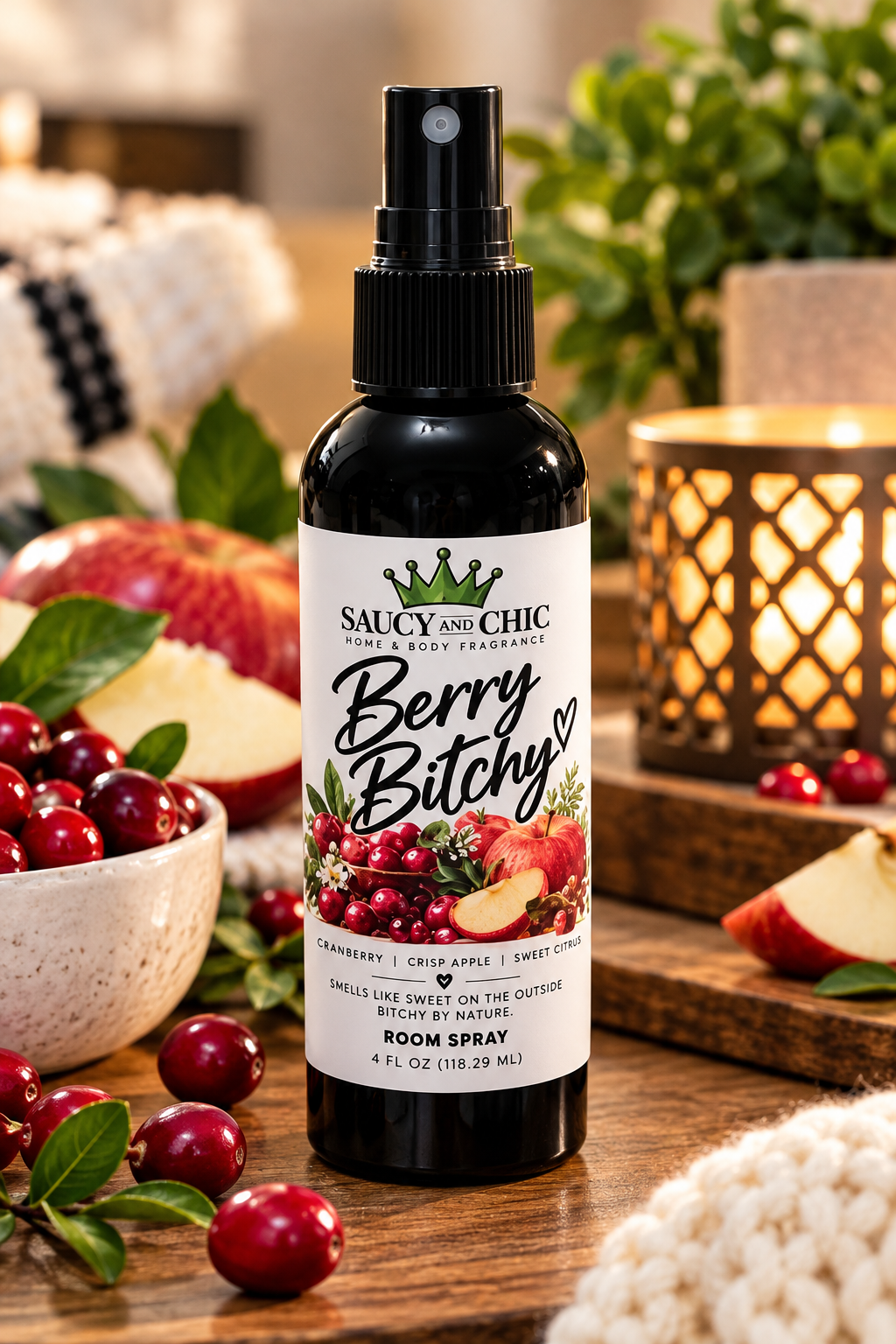 Berry Bitchy Room Spray | Cranberry, Apple & Citrus | 4 oz Fruity Home Fragrance