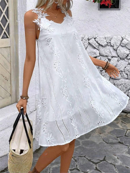 Lace Detail V-Neck Mini Dress - Saucy and Chic 