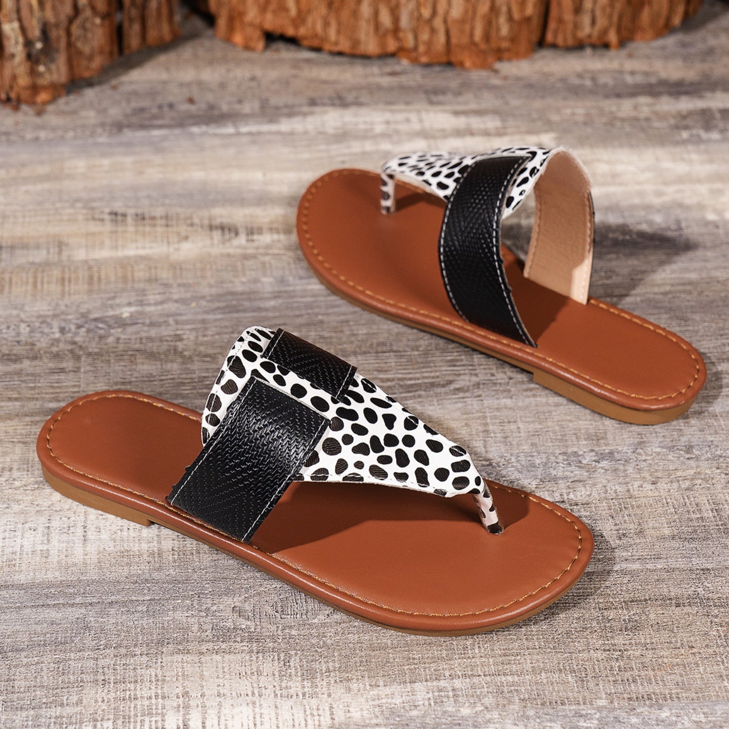 Animal Print Open Toe Sandals - Saucy and Chic 