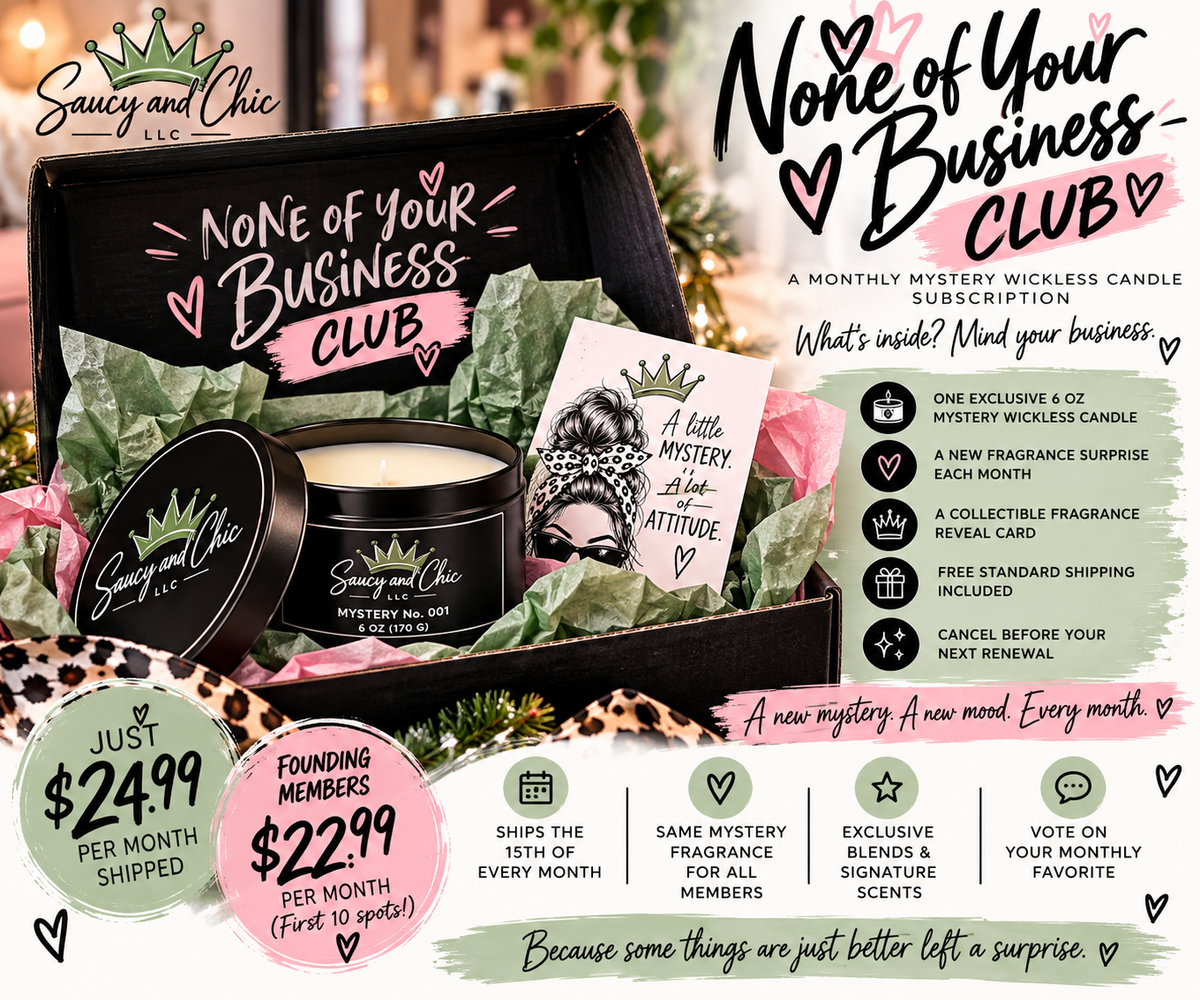 None of Your Business Club | Monthly Mystery Wickless Candle Subscription