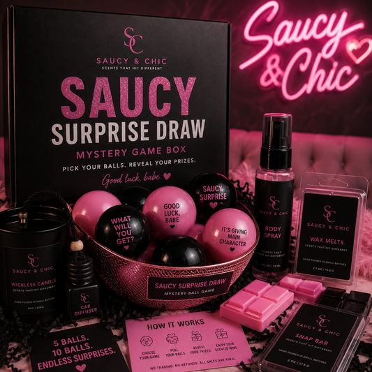 🎲 Saucy Surprise Draw Mystery Game Box Wax Melts • Snap Bars • Car Diffusers • Wickless Candles • Body Spray Prizes