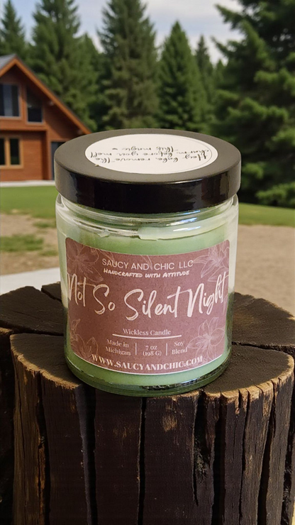 Not So Silent Night Wickless Candle with Hidden Charm | Festive Spices & Cozy Holiday Aroma | Saucy & Chic