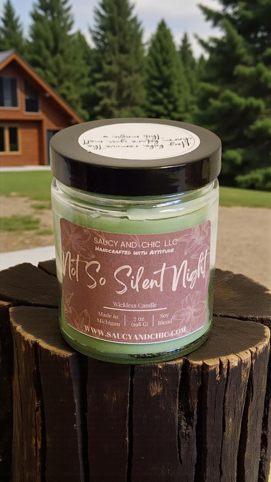 Not So Silent Night Wickless Candle with Hidden Charm | Festive Spices & Cozy Holiday Aroma | Saucy & Chic