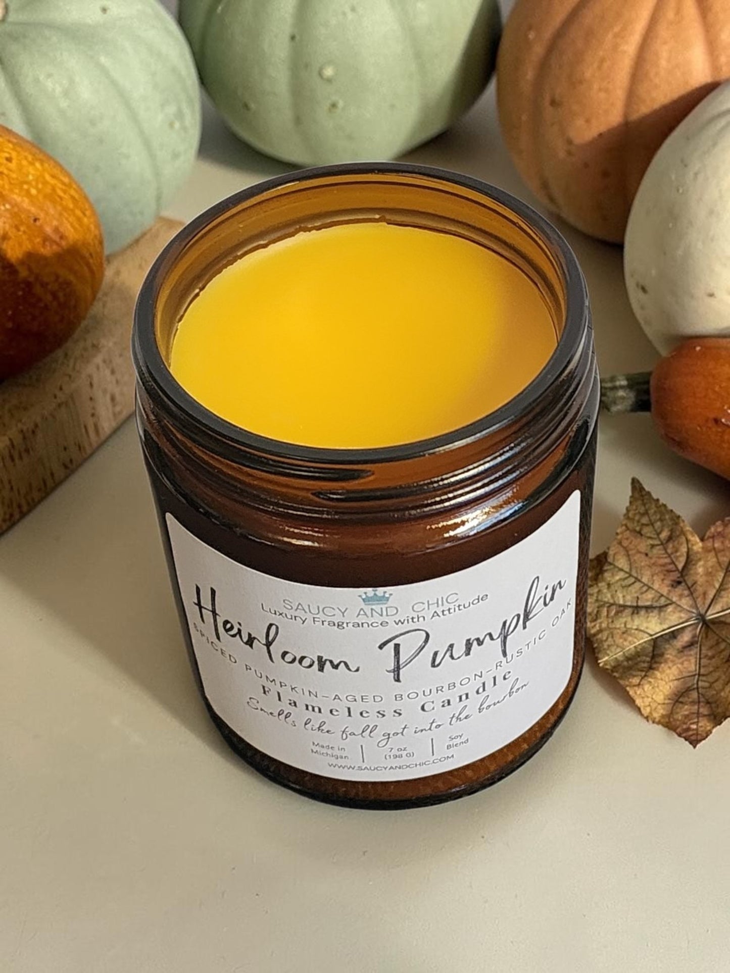 Heirloom Pumpkin Wickless Candle | Warm Spiced Pumpkin & Cozy Autumn Aroma | Saucy & Chic