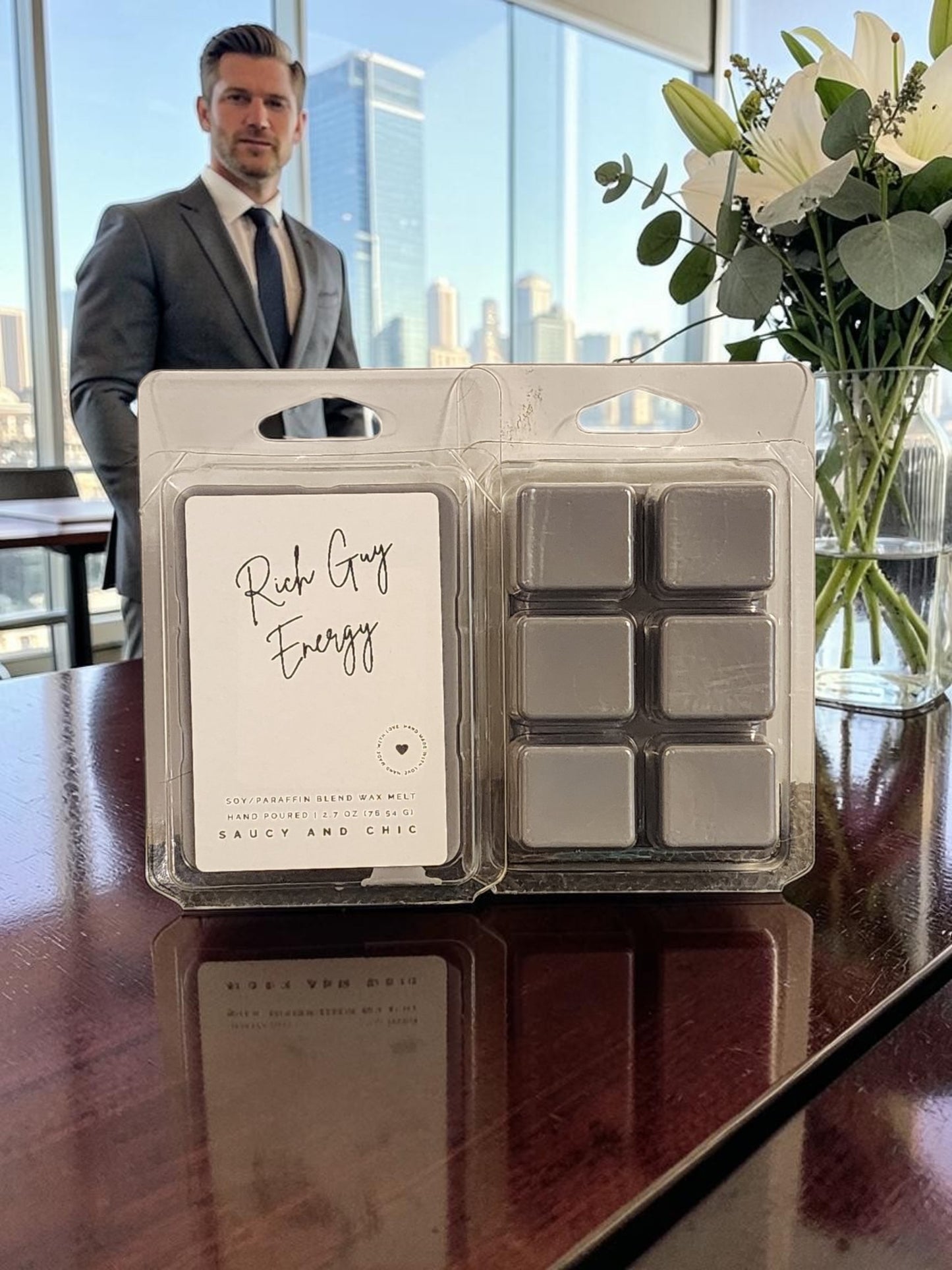 Rich Guy Energy Wax Melt – Bold Masculine Luxury Aroma for Home Fragrance Lovers