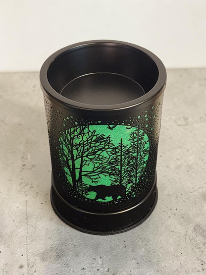 Bear in the Woods Wax Melt Warmer | Rustic Electric Candle Warmer | Woodland Forest Home Décor Wax Melt Burner | Cozy Cabin Night Light Warmer