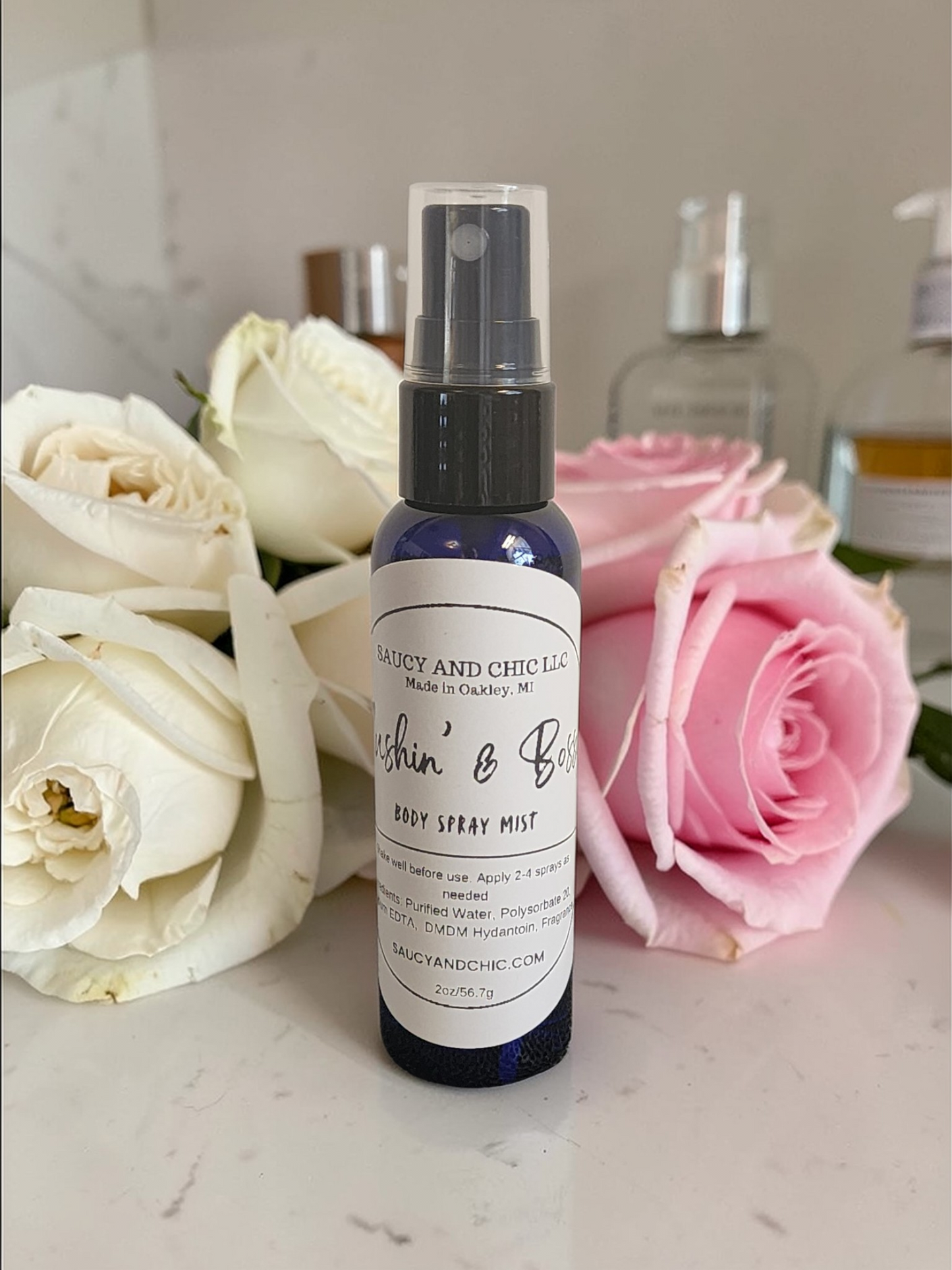 Blushin’ & Bossy Body Spray – Gardenia, Rose & Vanilla Musk Flirty Floral Perfume Mist