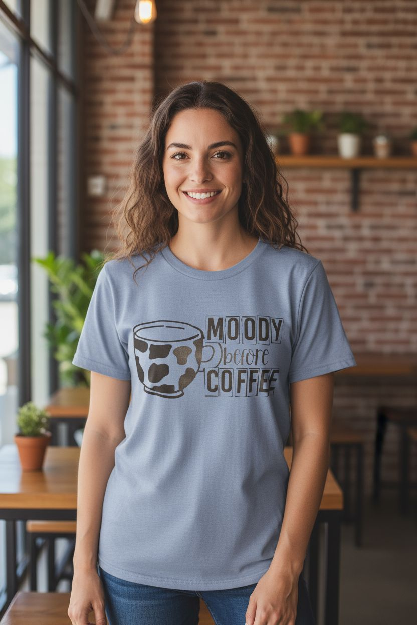 Moody Before Coffee Shirt – Funny Sarcastic Graphic Tee for Coffee Lovers