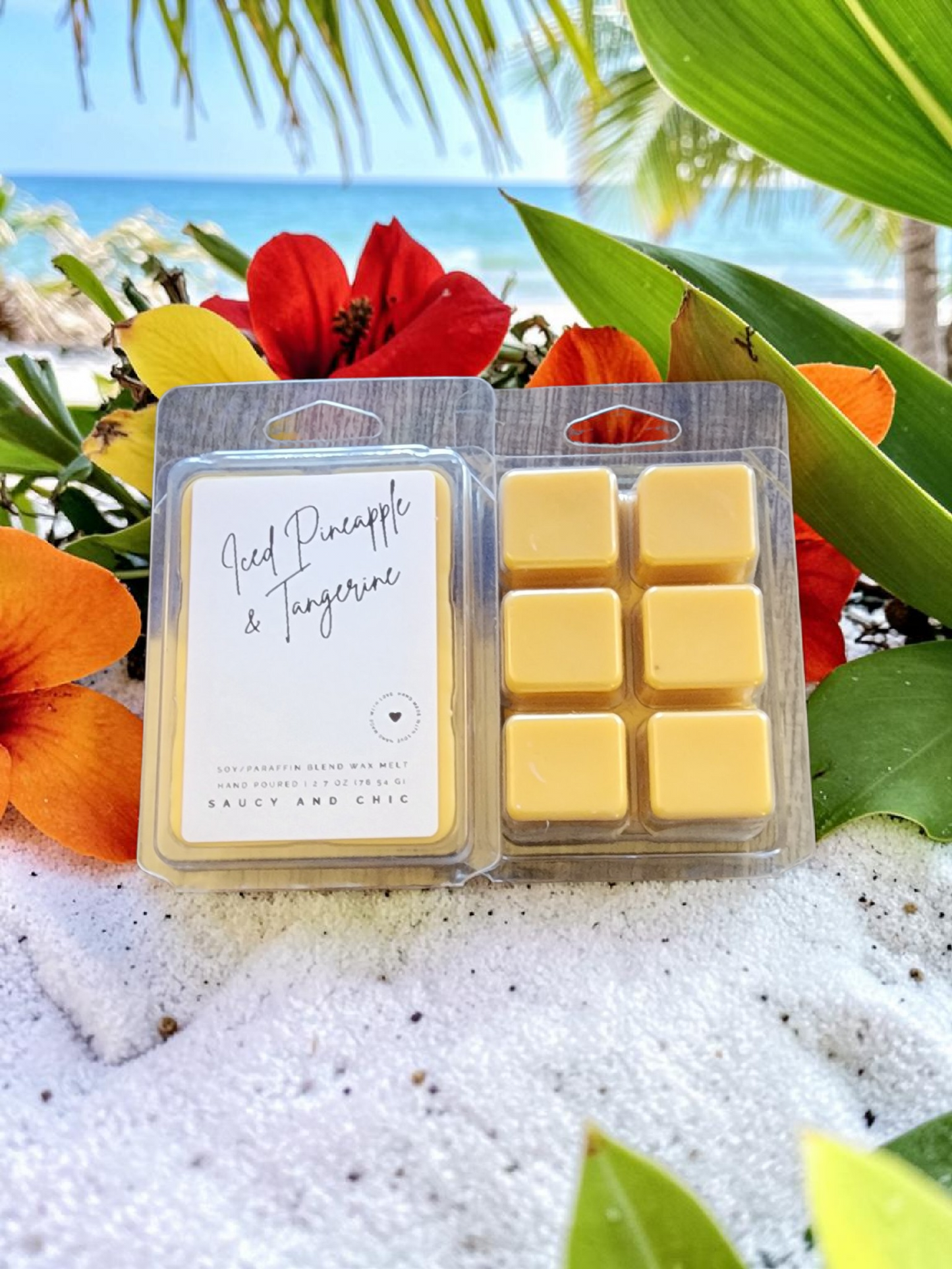 Iced Pineapple & Tangerine Wax Melt – Sweet Citrus Tropical Scent, Summer Wax Melts, Fresh Fruity Home Fragrance
