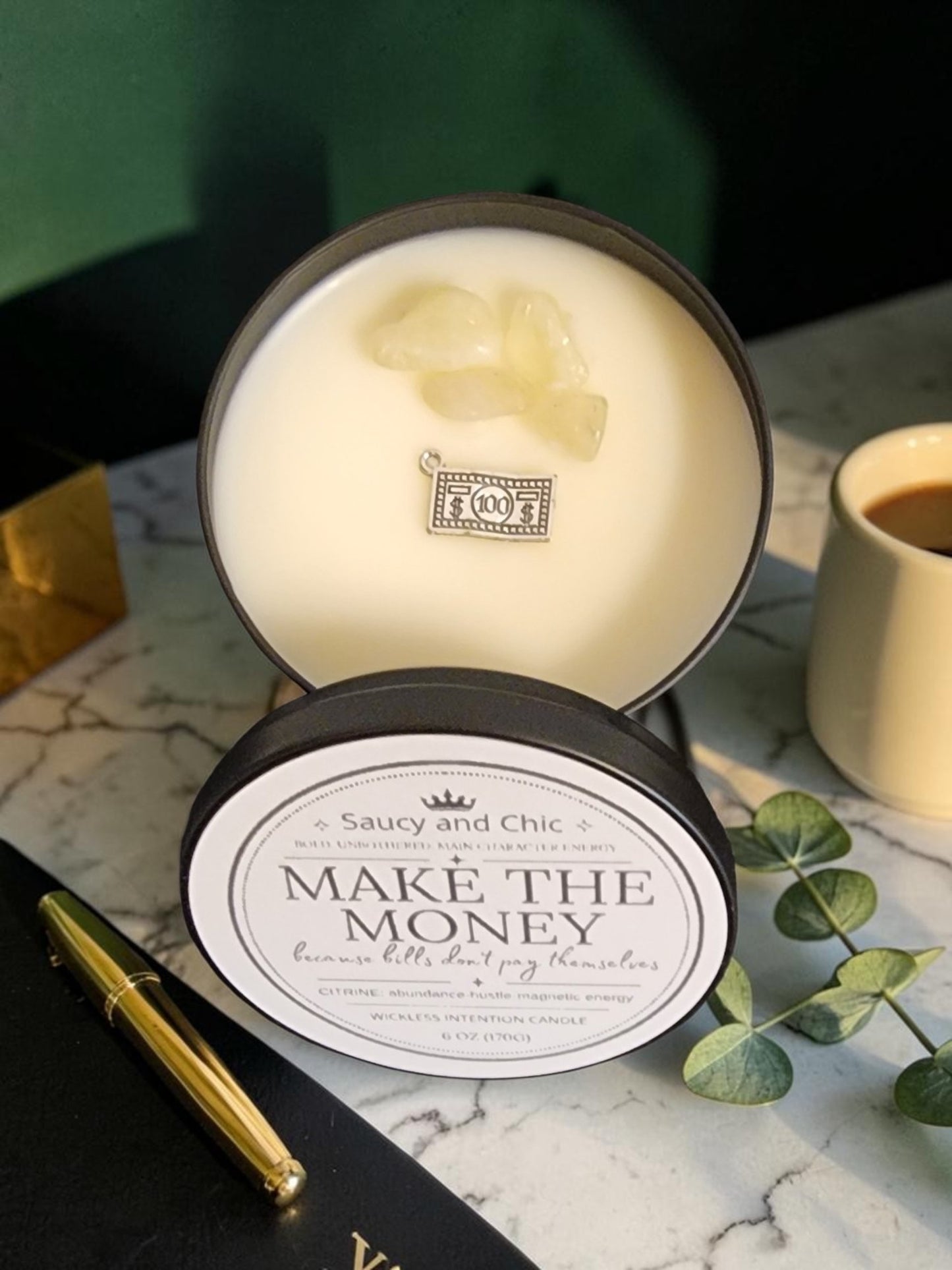 Make the Money Wickless Intention Candle | Designed for Abundance, Focus & Financial Flow | Wealth Mindset Home Ritual Candle