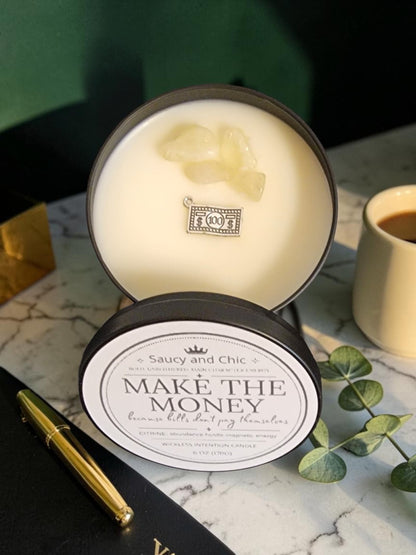Make the Money Wickless Intention Candle | Designed for Abundance, Focus & Financial Flow | Wealth Mindset Home Ritual Candle