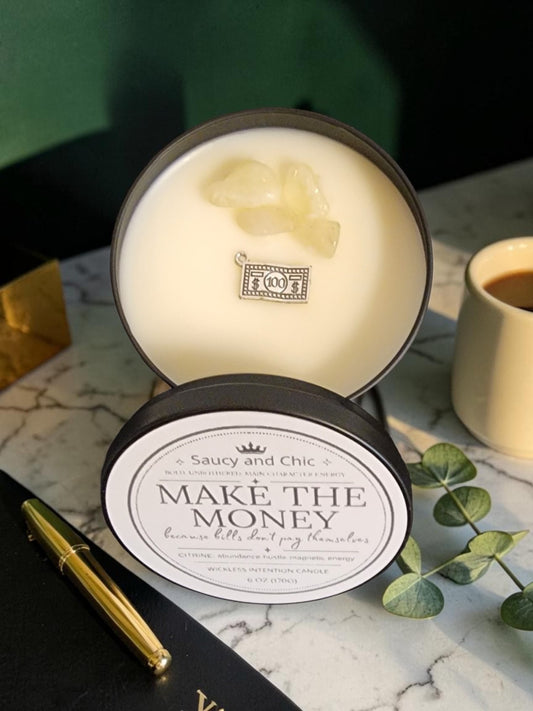 Make the Money Wickless Intention Candle | Designed for Abundance, Focus & Financial Flow | Wealth Mindset Home Ritual Candle