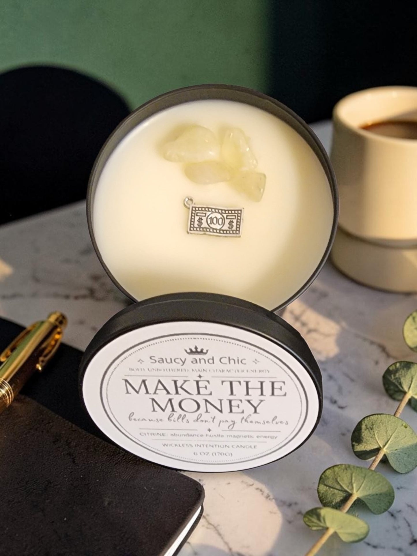 Make the Money Wickless Intention Candle | Designed for Abundance, Focus & Financial Flow | Wealth Mindset Home Ritual Candle