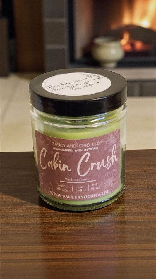 Cabin Crush Wickless Candle with Hidden Charm | Cozy Woods & Warm Spice Aroma | Saucy & Chic