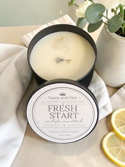 Fresh Start Wickless Intention Candle | Clean Girl Energy Reset Candle for New Beginnings | Minimalist Home Fragrance