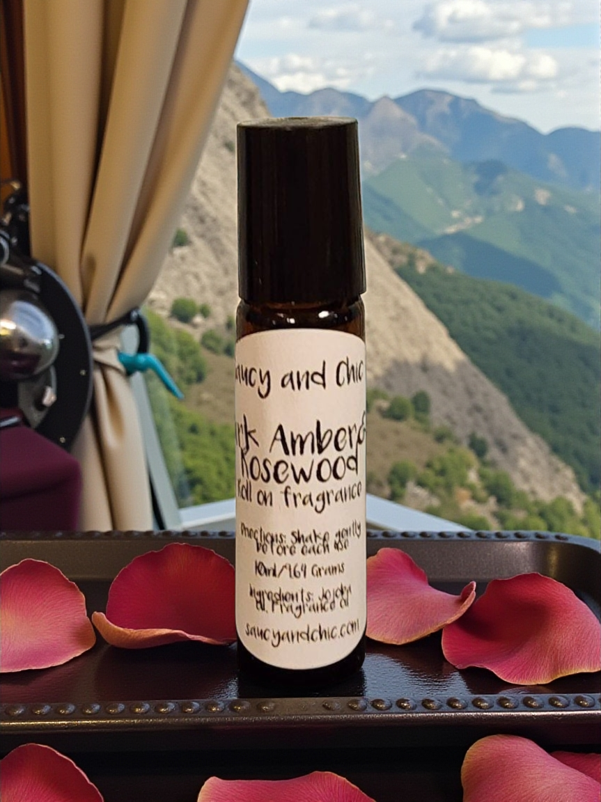 Dark Amber Rosewood Perfume Roll-On: Rich and Elegant Aroma