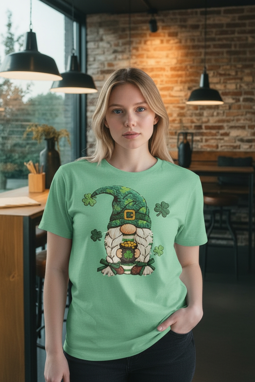 Irish Gnome Shirt with Clovers | Green Lucky St. Paddy’s Tee