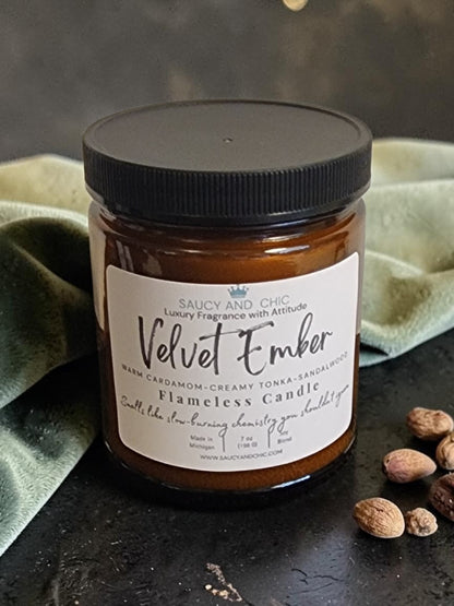 Velvet Ember Wickless Candle | Warm Cardamom & Sandalwood Scent