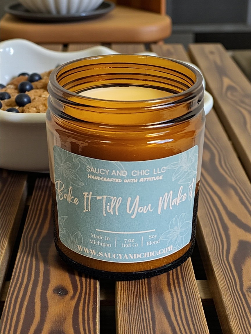 Bake It Till You Make It Wickless Candle – 7oz Bakery Scent Home Fragrance, Handcrafted Flameless Candle