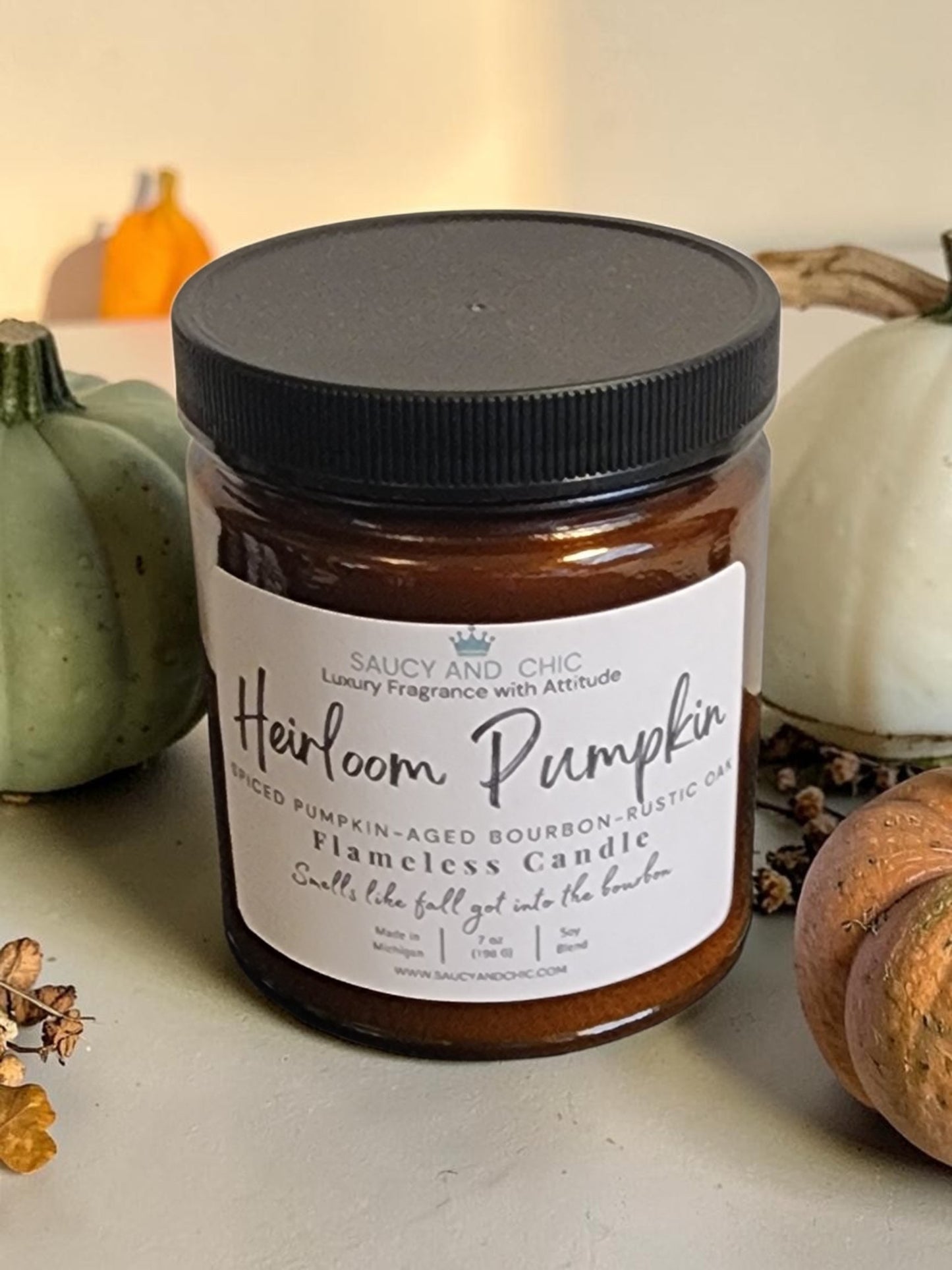 Heirloom Pumpkin Wickless Candle | Warm Spiced Pumpkin & Cozy Autumn Aroma | Saucy & Chic