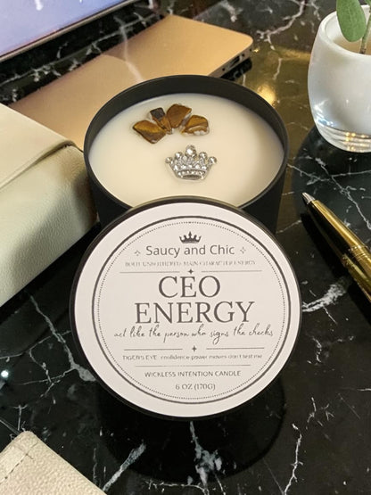 CEO Energy Wickless Intention Candle | Focus & Success Mindset Candle for Productivity, Confidence & Main Character Energy | Home Fragrance