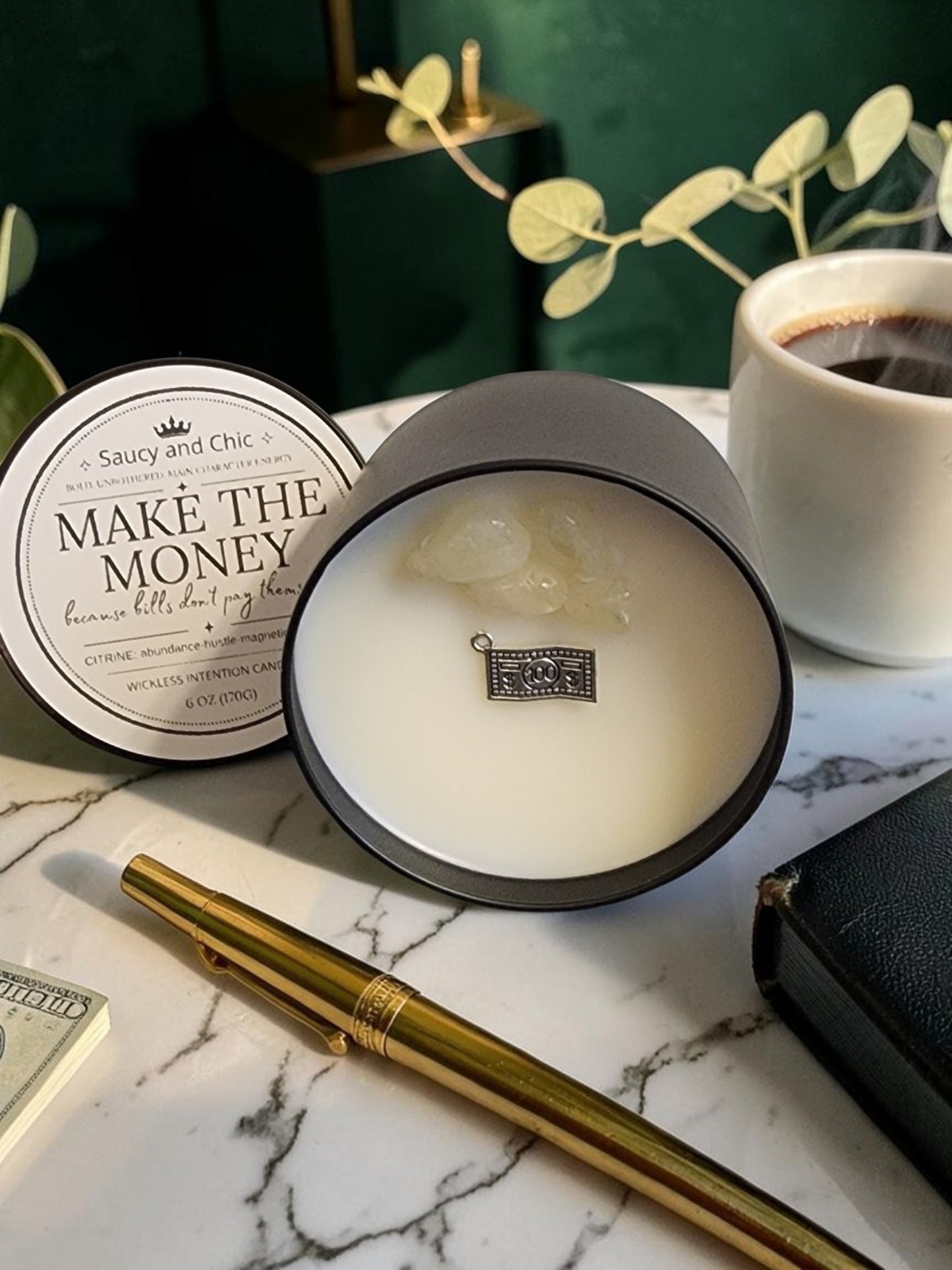 Make the Money Wickless Intention Candle | Designed for Abundance, Focus & Financial Flow | Wealth Mindset Home Ritual Candle