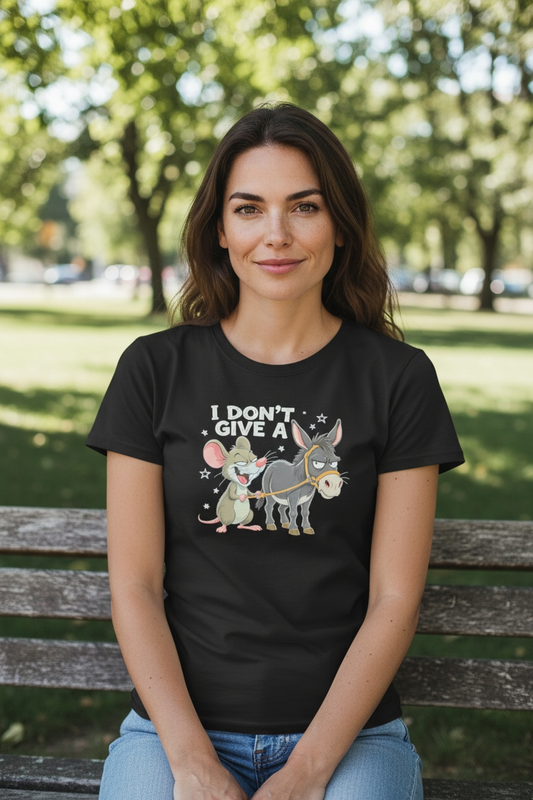 I Don’t Give a Rat’s Ass T-Shirt – Funny Sarcastic Graphic Tee – Bold Attitude Shirt for Women – Saucy & Chic Humor Top 😏🐀