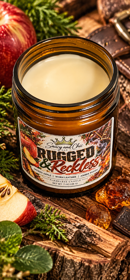 Rugged & Reckless Wickless Candle for Candle Warmer – Cherrywood, Suede & Orchard Woods
