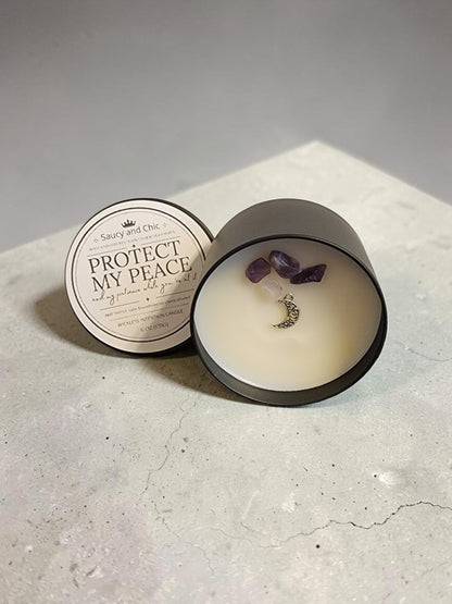 Protect My Peace Wickless Intention Candle | Calm, Grounded Energy for Boundaries, Stillness & Emotional Reset | Intentional Home Ritual Candle