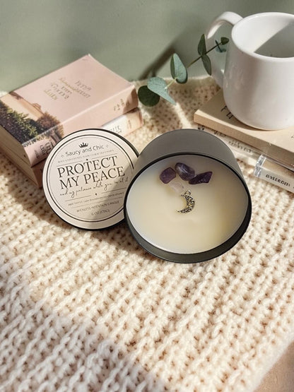 Protect My Peace Wickless Intention Candle | Calm, Grounded Energy for Boundaries, Stillness & Emotional Reset | Intentional Home Ritual Candle