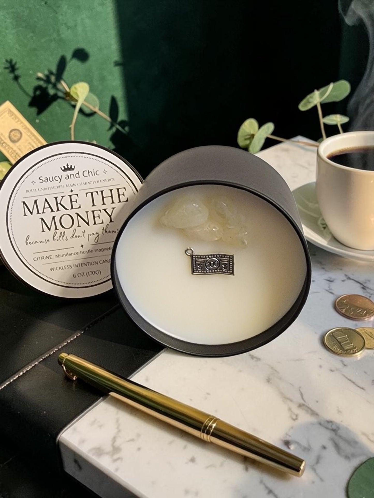 Make the Money Wickless Intention Candle | Designed for Abundance, Focus & Financial Flow | Wealth Mindset Home Ritual Candle